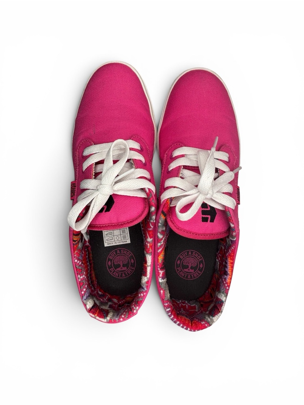 Etnies Pink Canvas Sneakers with White Laces
